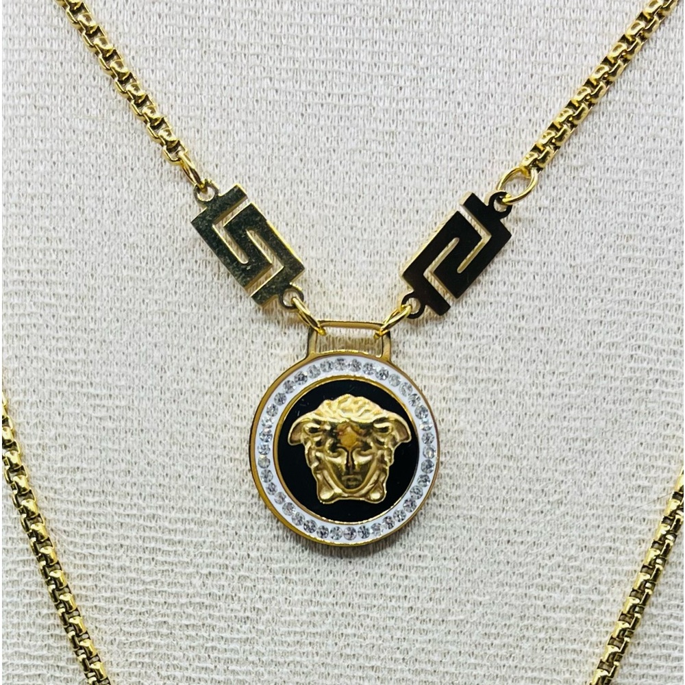 Greek Key Black Necklace